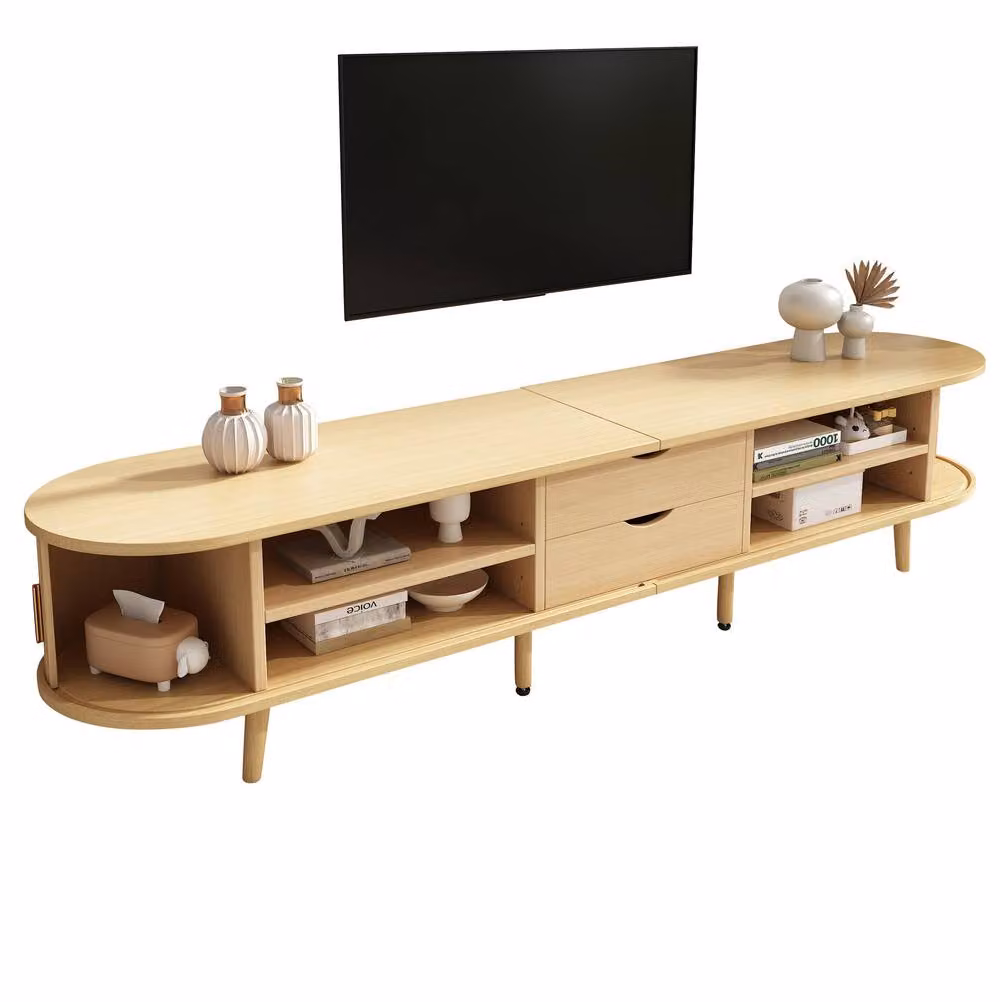 STILVORA Modern TV Stand in Oak with 2 Drawers and Sliding Doors, W: 175.0 cm, D: 40.0 cm, H: 42.0 cm – 3