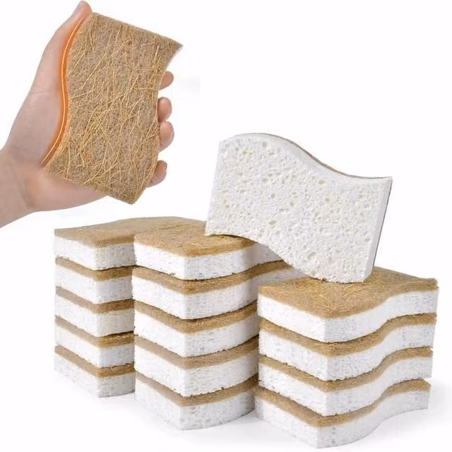 FLAVORA Natural Kitchen Sponges, 24 Pieces, Beige – 1