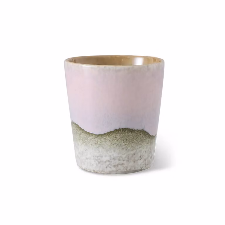 HKLIVING Bramble 70s Ceramic Coffee Mug in Pink and Multicolour