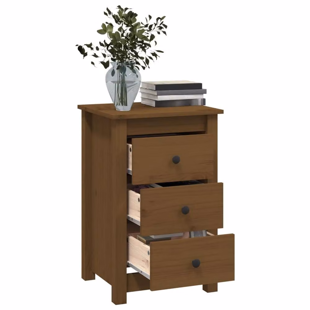 Berkfield Home Set of 2 Rustic Solid Wood Pine Bedside Cabinets, Honey Brown, W: 40 cm, D: 35 cm, H: 61.5 cm – 5