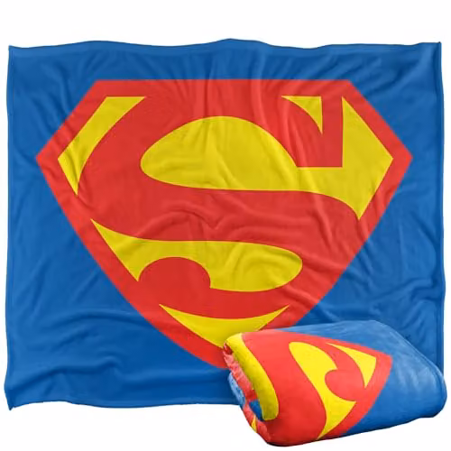 LOGOVISION Superman 1955 Logo Shield Super Soft Fleece Throw Blanket, Multicolour, W: 127.0 cm, H: 152.4 cm