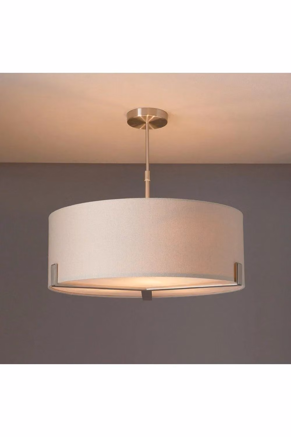 Netlighting Hayfield Multi Arm Pendant Light in Satin Nickel Plate and Slate Grey Fabric