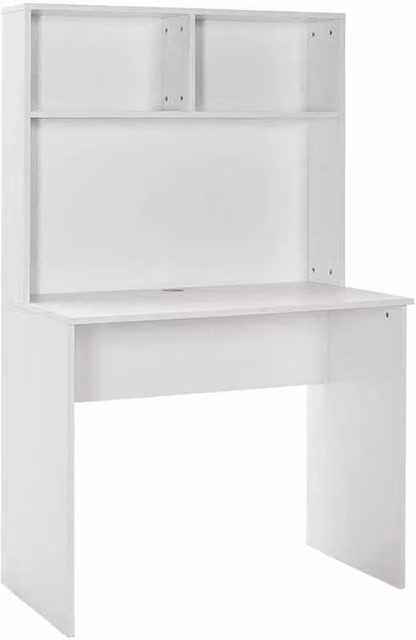 Havendro Matt White Writing Desk with 2 Shelf Storage Hutch