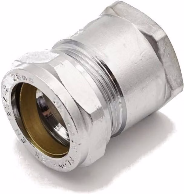 Prima Plus Silver Chrome Brass Compression Adaptor 28mm x 1" Female
