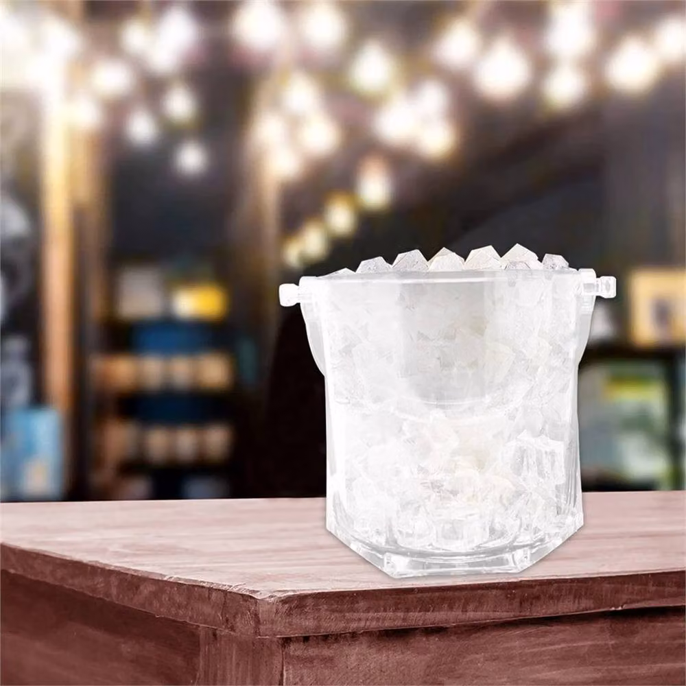 Nordara 3 Piece Clear Plastic Ice Bucket Set with Lid and Non-Slip Tongs, 1.5 l – 3