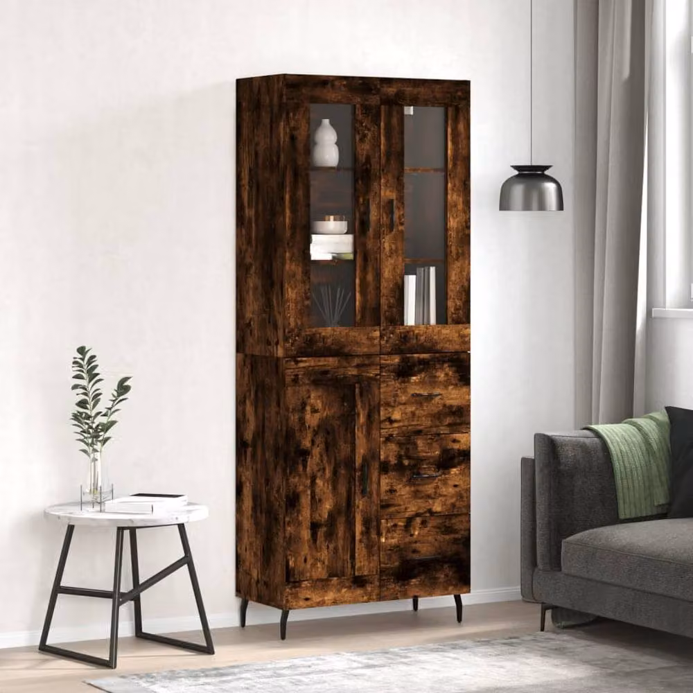 Berkfield Home Smoked Oak Highboard in Brown, W/D/H: 69.5 x 34 x 180 cm – 2
