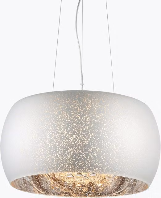Perch & Parrow Fia Ceiling Pendant Light in Silver and White with Glass