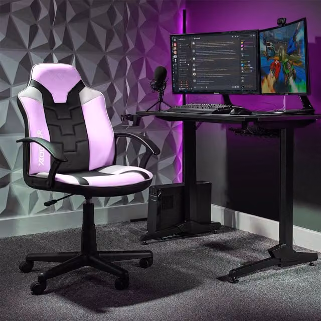 X Rocker Saturn Ergonomic Mid Back Esport Gaming Chair in Pink and Black – 1
