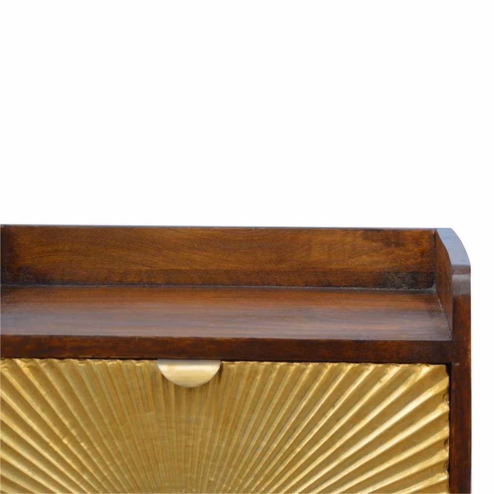Wyld Haus Merano Gold Drawer Bedside Table in Chestnut and Brown with Brass Accents, W/D/H: 45 x 35 x 58 cm – 6