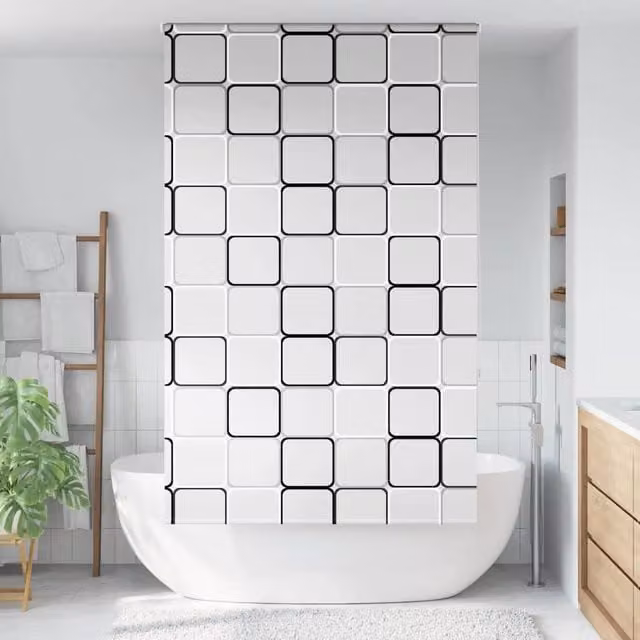 Berkfield Home Shower Roller Blind in Black, W: 140 cm, H: 240 cm