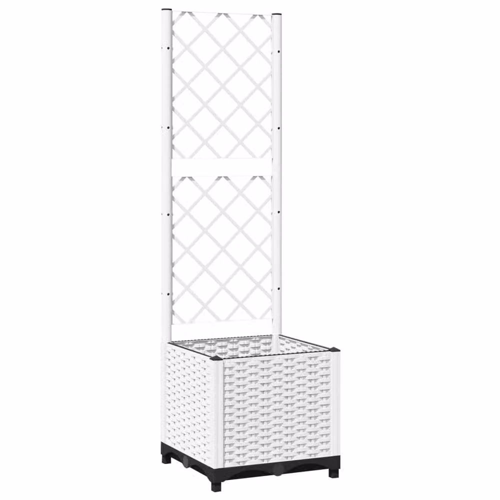Berkfield Home White Garden Planter with Trellis and Tub, W/D/H: 40 x 40 x 136 cm – 2