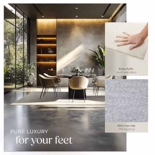 tectake Zonelle Fluffy Rug in Beige, Allergy-Friendly, Washable and Non-Slip, W: 200 cm, D: 290 cm – 4