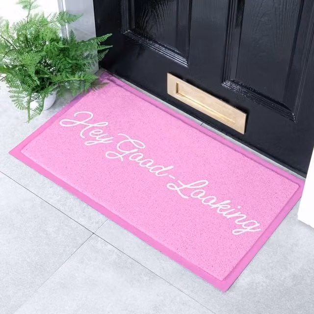 Artsy Mats Hey Good Looking Pink Indoor and Outdoor Doormat, W: 70 cm, D: 40 cm – 1