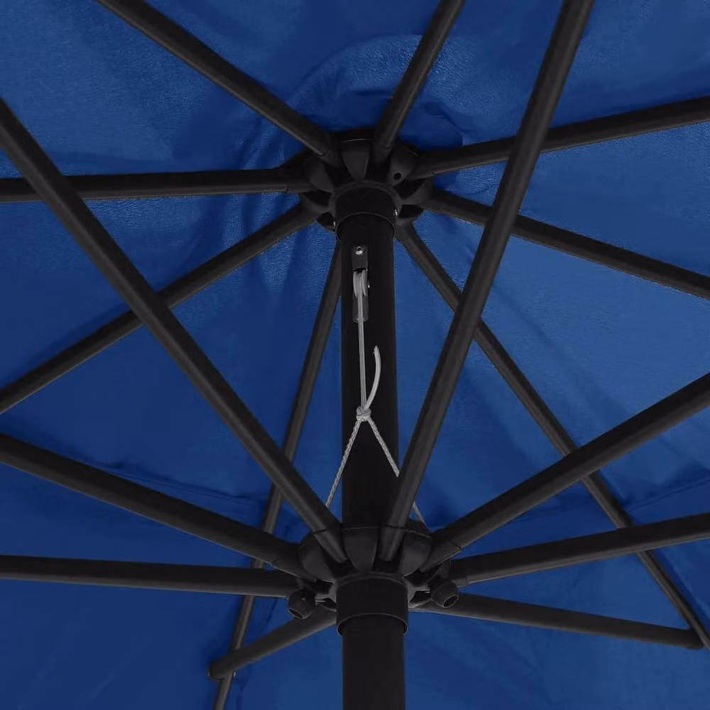 Berkfield Home Garden Parasol with Metal Pole in Azure Blue, 390 cm – 2