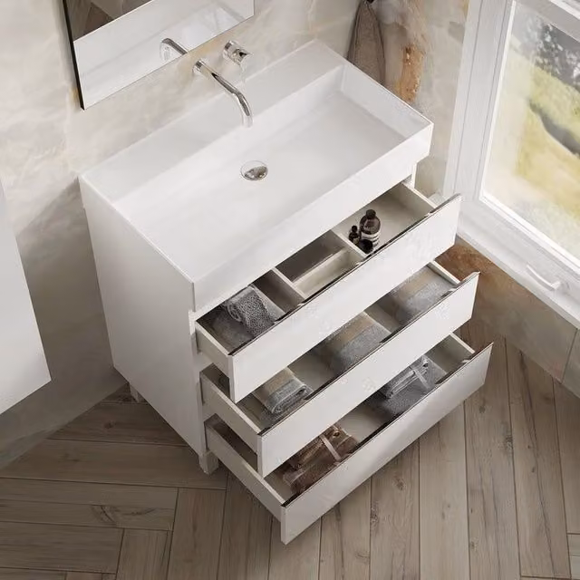 Banyetti Vatilla 800mm Floorstanding Vanity with Veneto No Tap Hole Basin, Gloss White