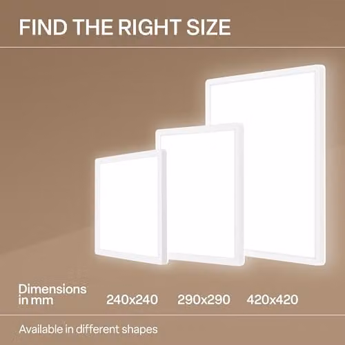 B.K.Licht White LED Slim Panel Ceiling Light, 18W, 2400lm, 4000K Neutral White, IP44 Splash-Proof, W/D/H: 29 x 29 x 3 cm – 7