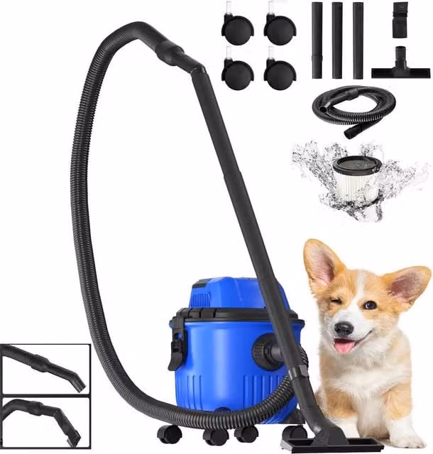 NESTLUNE 4800W 20L Wet Dry Corded Vacuum Cleaner with 6-Piece Accessory Kit, Blue, W/D/H: 100 x 100 x 40 cm
