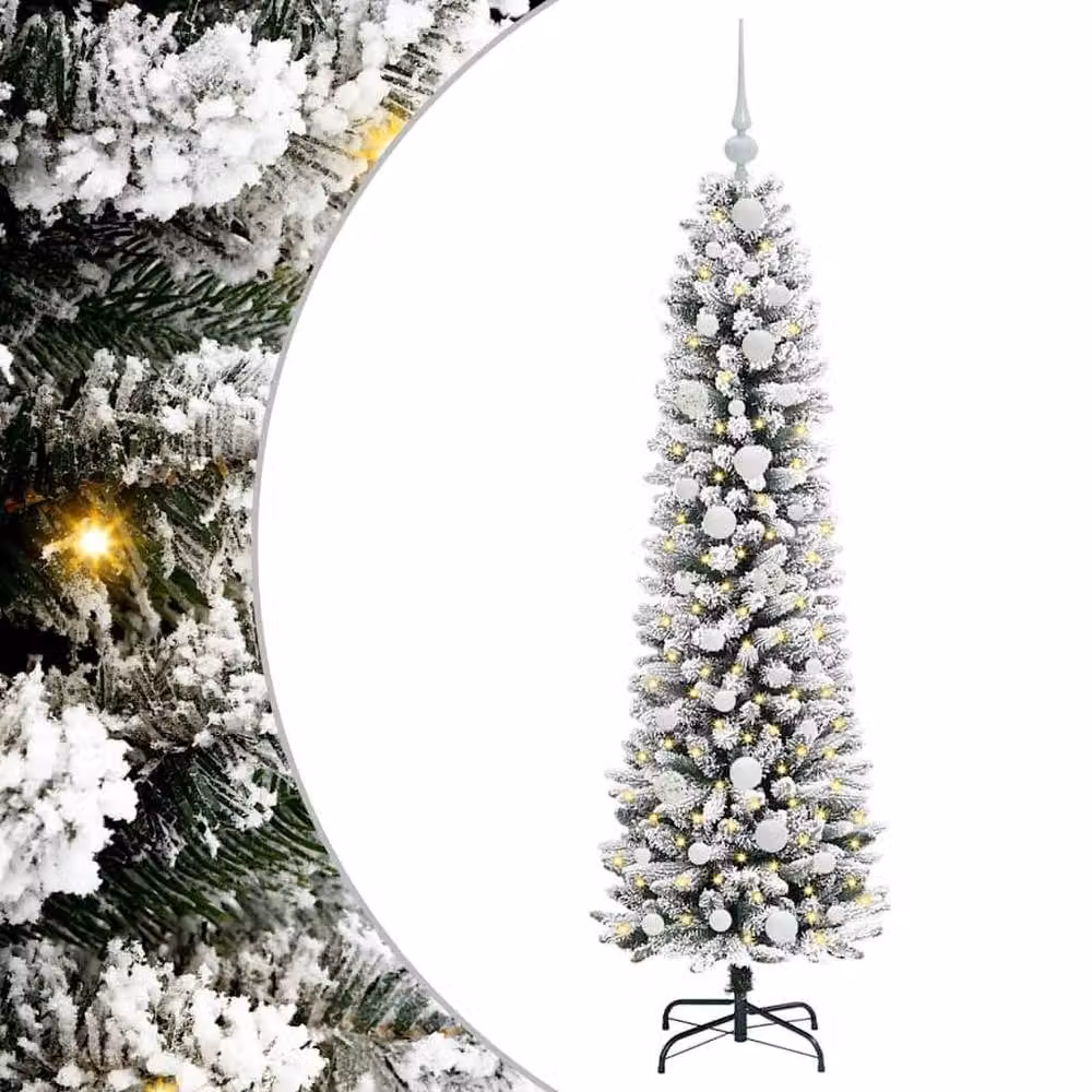 Berkfield Home Artificial Christmas Tree with 150 LEDs in Green, White and Black, Height: 150 cm – 2
