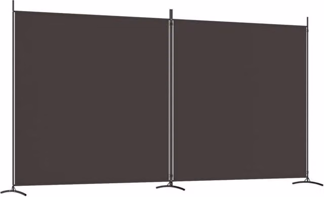 Berkfield Home 2-Panel Fabric Room Divider in Brown, W: 348 cm, H: 180 cm