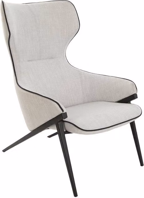 Angel Cerda Grey Fabric Armchair with Black Metal Legs – 1