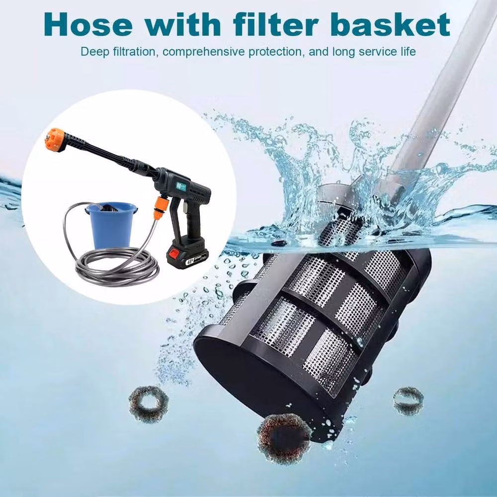 NESTLUNE 48V Cordless High Power Portable Jet Pressure Washer with 2 Rechargeable Batteries in Black – 4