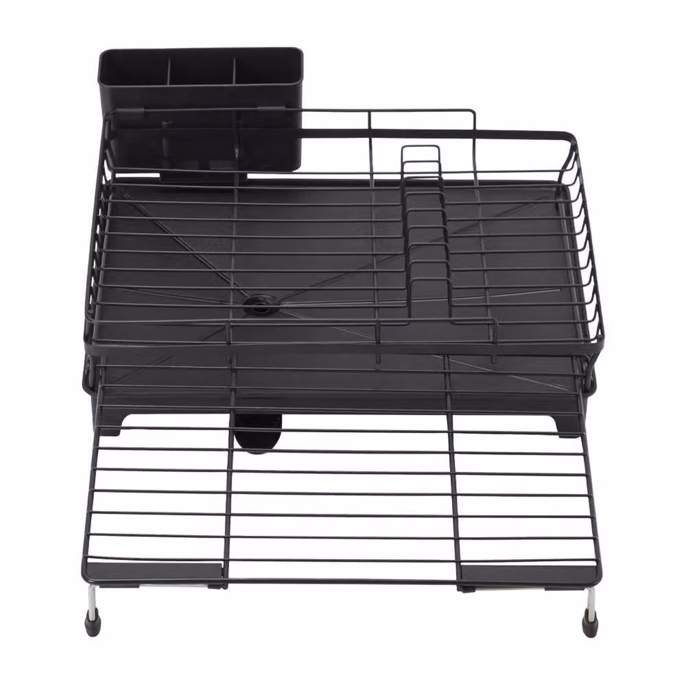 Garden Sanctuary Expandable Metal Dish Drainer with Drip Tray and Cutlery Holder in Black – 3