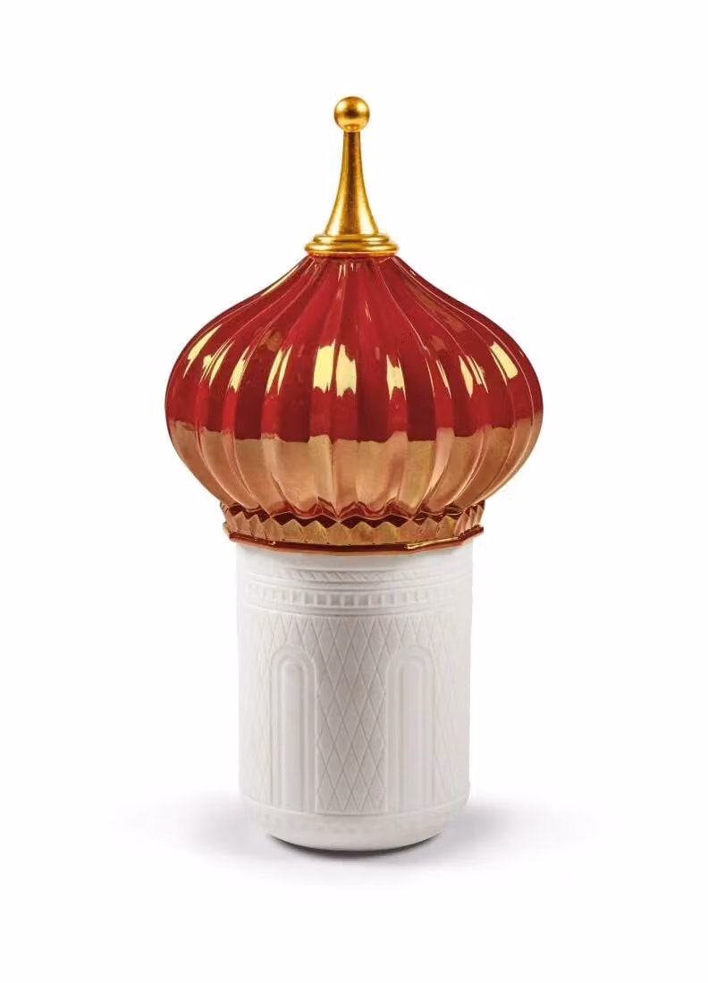 Lladró North Tower 1001 Lights Ruby Night Approaches Porcelain Candle Holder in Red