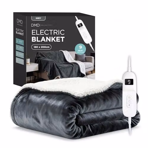 DMD Collective Grey Fleece and Sherpa Electric Heated Blanket, W/D/H: 180 x 200 cm – 8