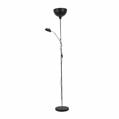 ValueLights Orion Black Metal Adjustable Upright and Side Floor Lamp for Reading and Task Lighting