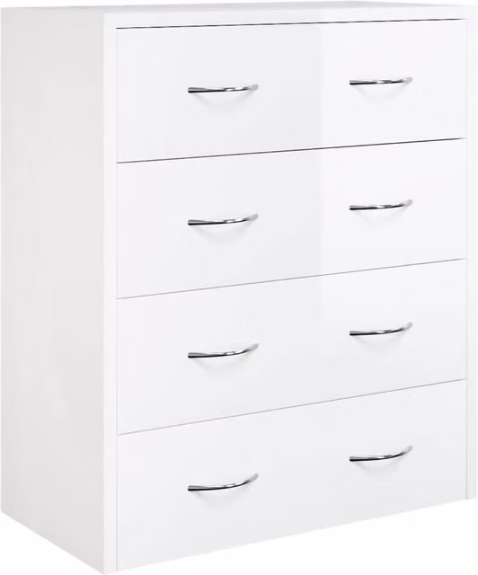 Berkfield Home Sideboard with 4 Drawers, High Gloss White, W/D/H: 60 x 30.5 x 71 cm