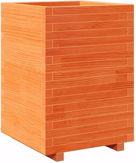 Berkfield Home Garden Planter Tub in Brown Solid Wood, W/D/H: 50 x 50 x 72.5 cm