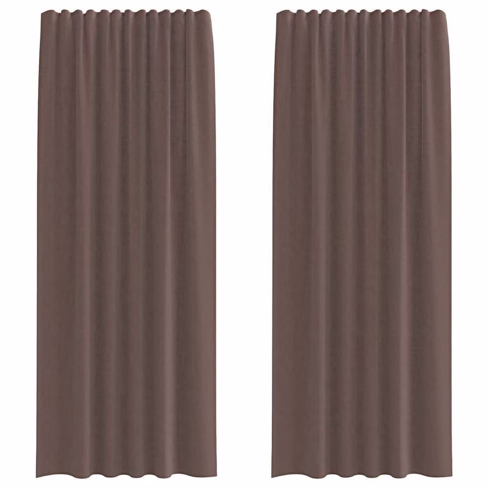 Berkfield Home Brown Voile Tab Top Curtains, 2 Pack, W: 140 cm, H: 225 cm – 2