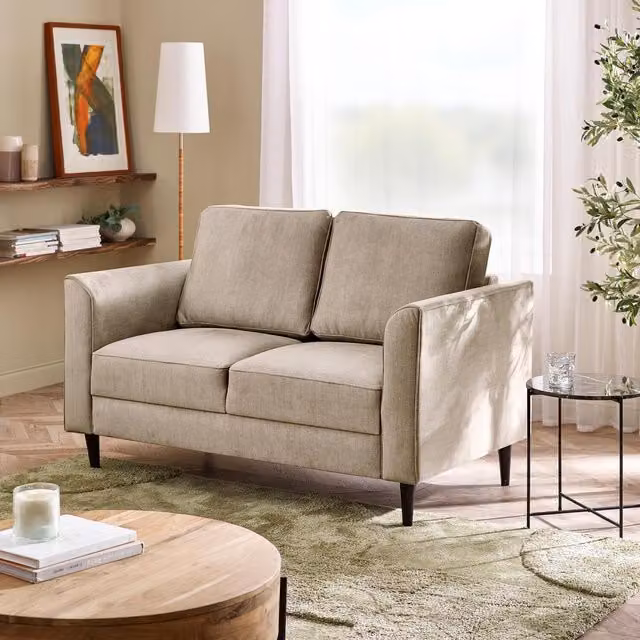 FurnitureboxUK Logan 2 Seater Fabric Sofa in Beige