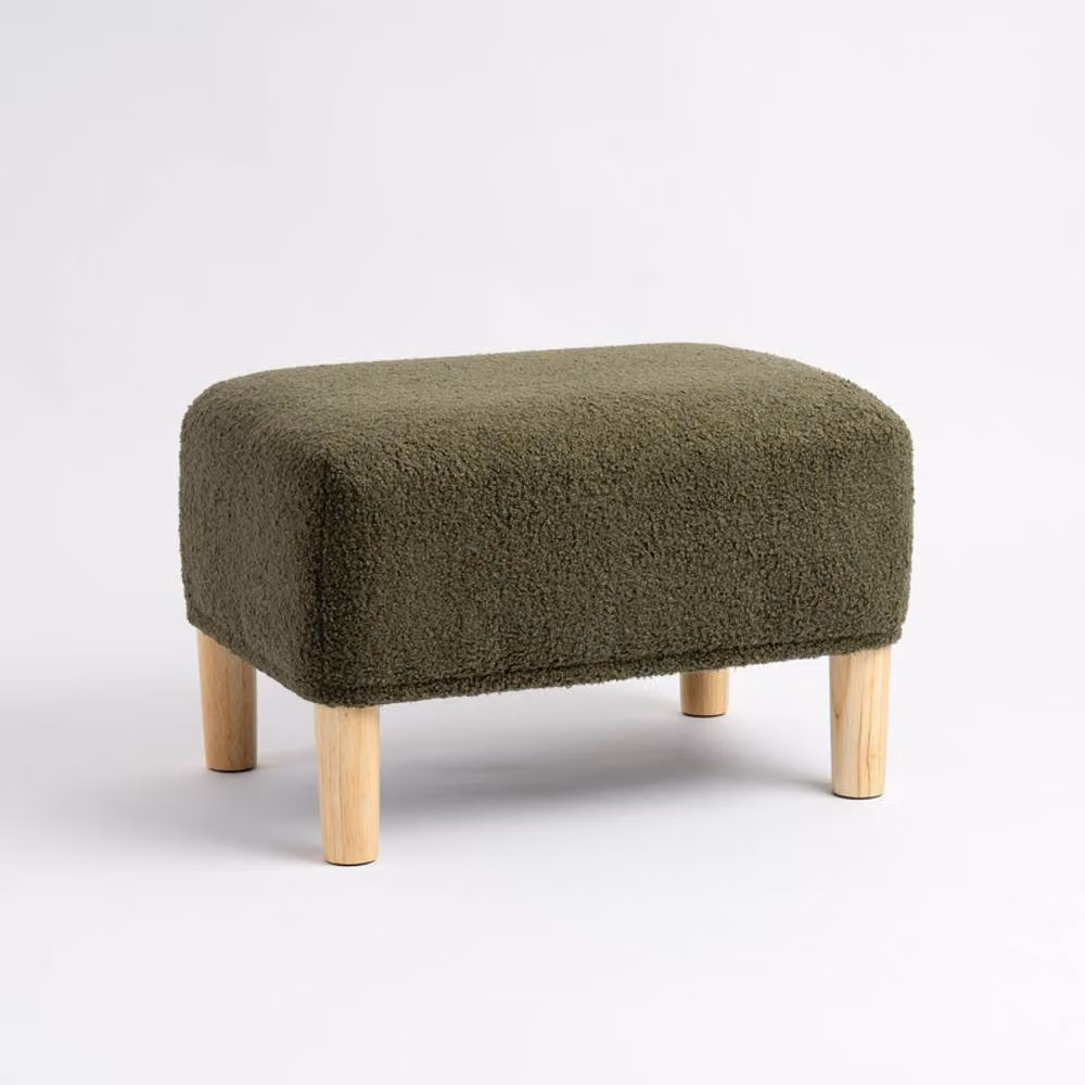 Scottish Everlastings Ltd Green Bouclé Cylindrical Foot Stool, W/D/H: 33 x 33 x 48 cm – 3