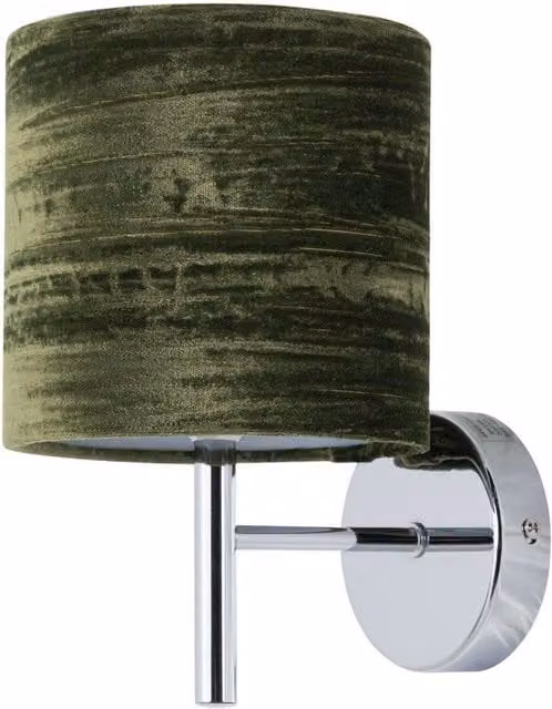First Choice Lighting Brea Chrome Wall Light with Green Fabric Shade – 1