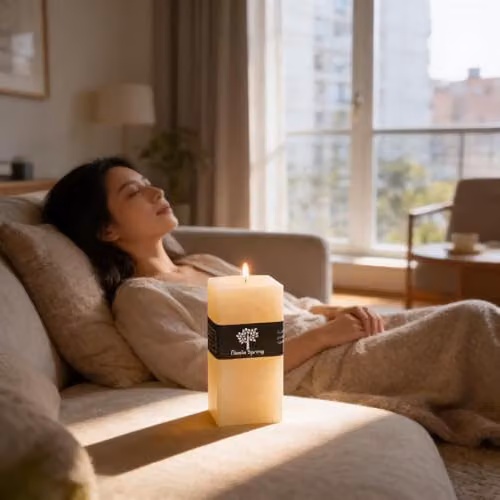 Nicola Spring Vanilla Scented Square Pillar Candle, Beige, W: 15.0 cm, D: 7.5 cm, H: 7.5 cm – 6