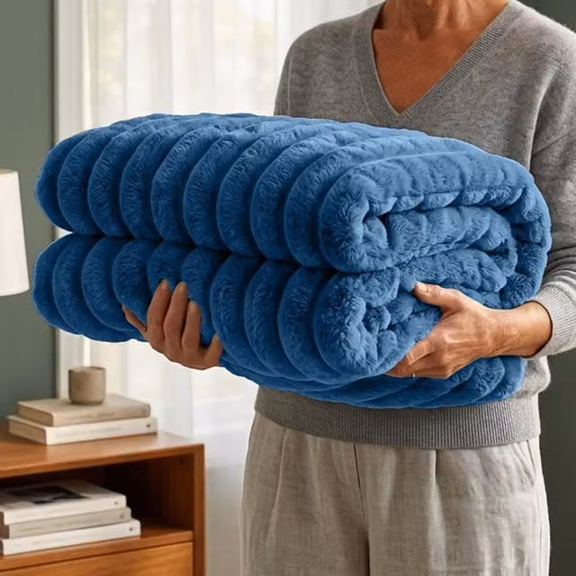 Casabella Blue Polyester Fleece Blanket, W/D/H: 240 x 200 x 200 cm