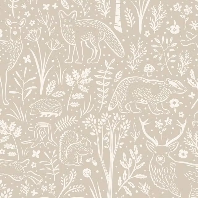 Grandeco Native Animal Print Wallpaper in Beige, Green and Blue