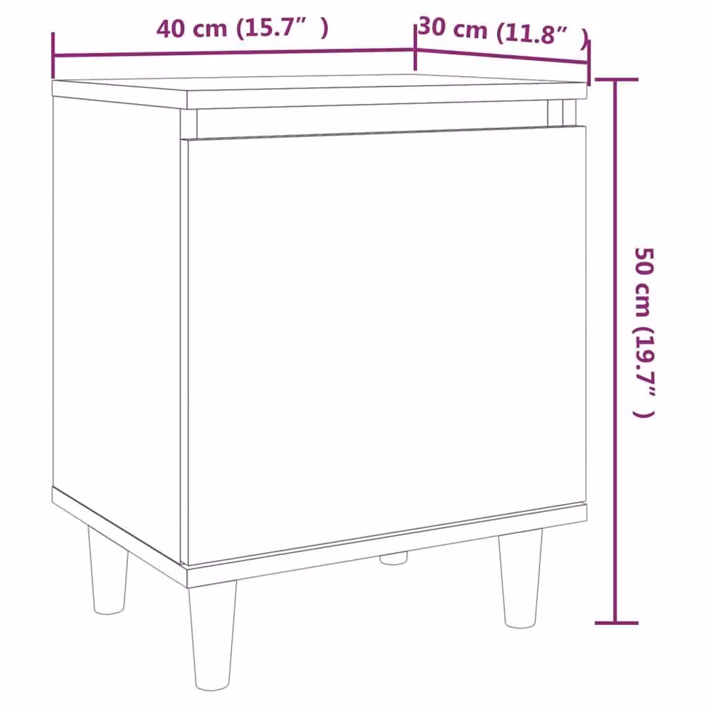 Berkfield Home Bedside Cabinets with Solid Wood Legs, 2 Pieces, Brown Oak, W: 40 cm, D: 30 cm, H: 50 cm – 5
