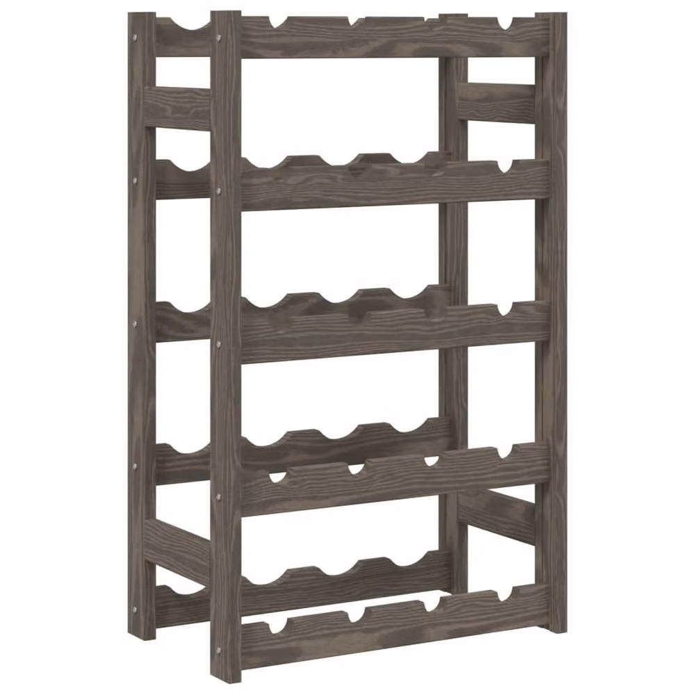 Berkfield Home Beautiful Grey Solid Pine Wood Wine Rack for 20 Bottles W/D/H: 70 x 25 x 25 cm – 3