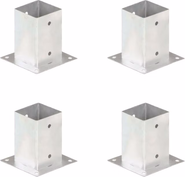 Berkfield Home Galvanised Steel Post Anchors, 4 Pack, Silver