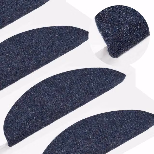 Berkfield Home Self-adhesive Non-slip Stair Mats, Blue, 15 Pieces, W: 56 cm, D: 17 cm, H: 3 cm – 1