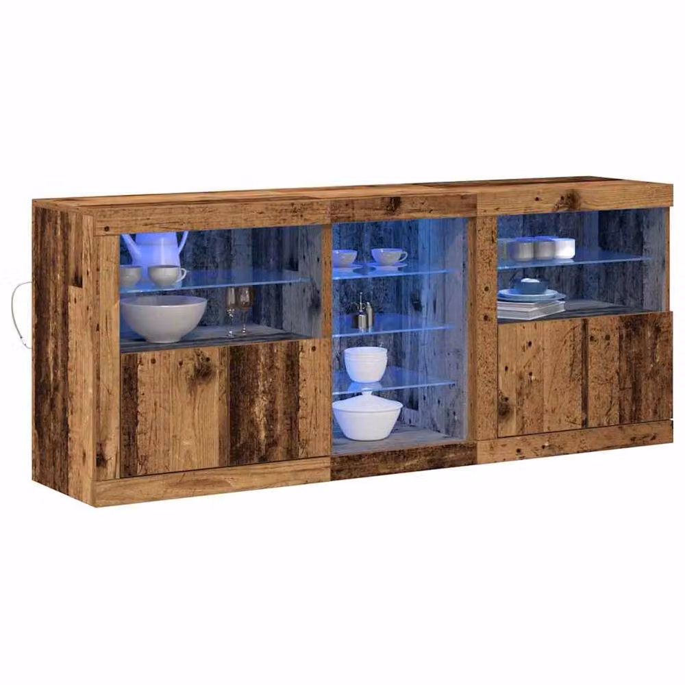 Berkfield Home Rustic Brown Engineered Wood Sideboard with Integrated LED Lights W/D/H: 162 x 37 x 67 cm – 3