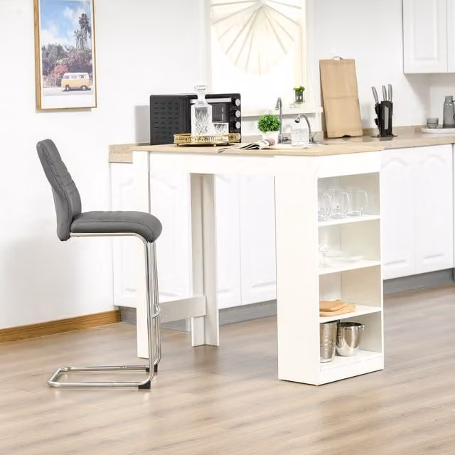 HOMCOM Modern Brown Coffee Table with 4-Tier Shelf