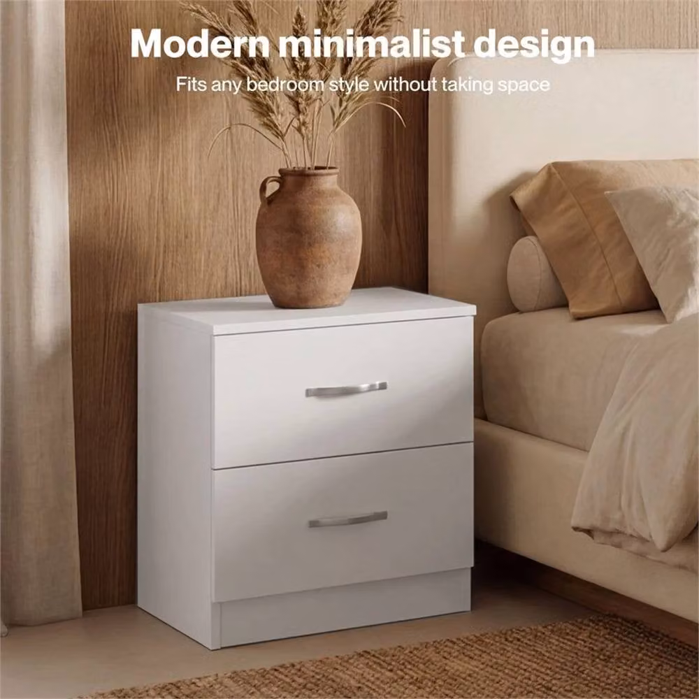 Nordara White Modern Bedside Table with 2 Drawers, W/H: 100 x 15 cm – 3