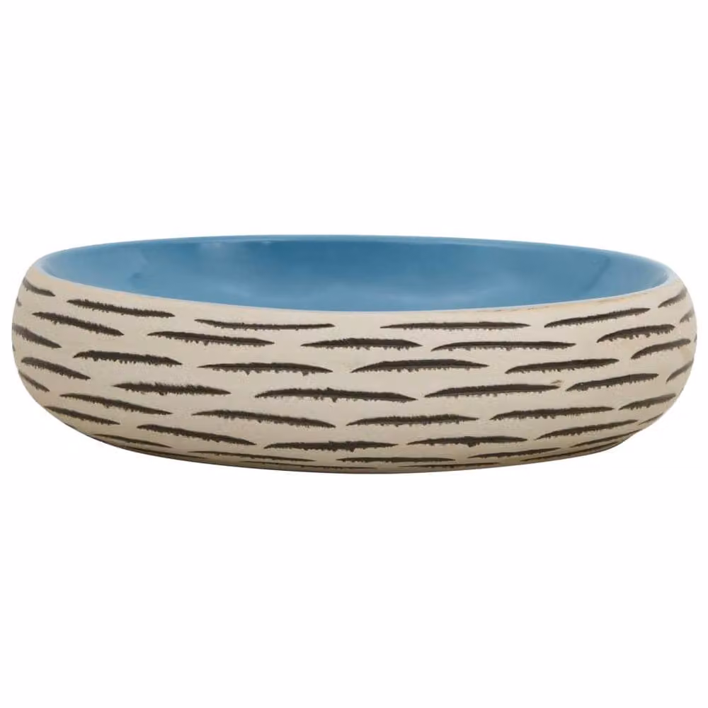 Berkfield Home Multicolour Oval Ceramic Countertop Basin W: 59 cm, D: 40 cm, H: 15 cm – 3
