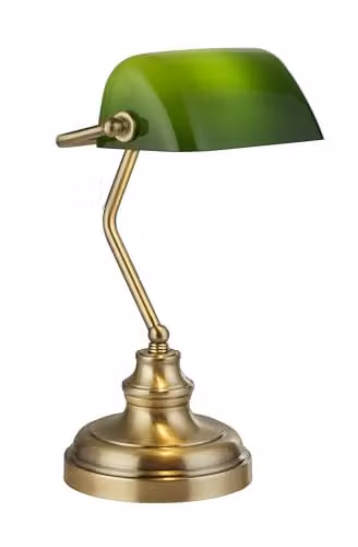 Lighting Collection Bankers Table Lamp in Gold and Green – 1