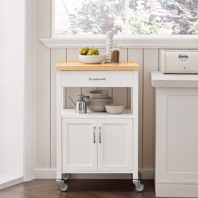 SoBuy Modern Freestanding Kitchen Storage Cabinet in White with Hinged Doors, Internal Drawers and Shelves