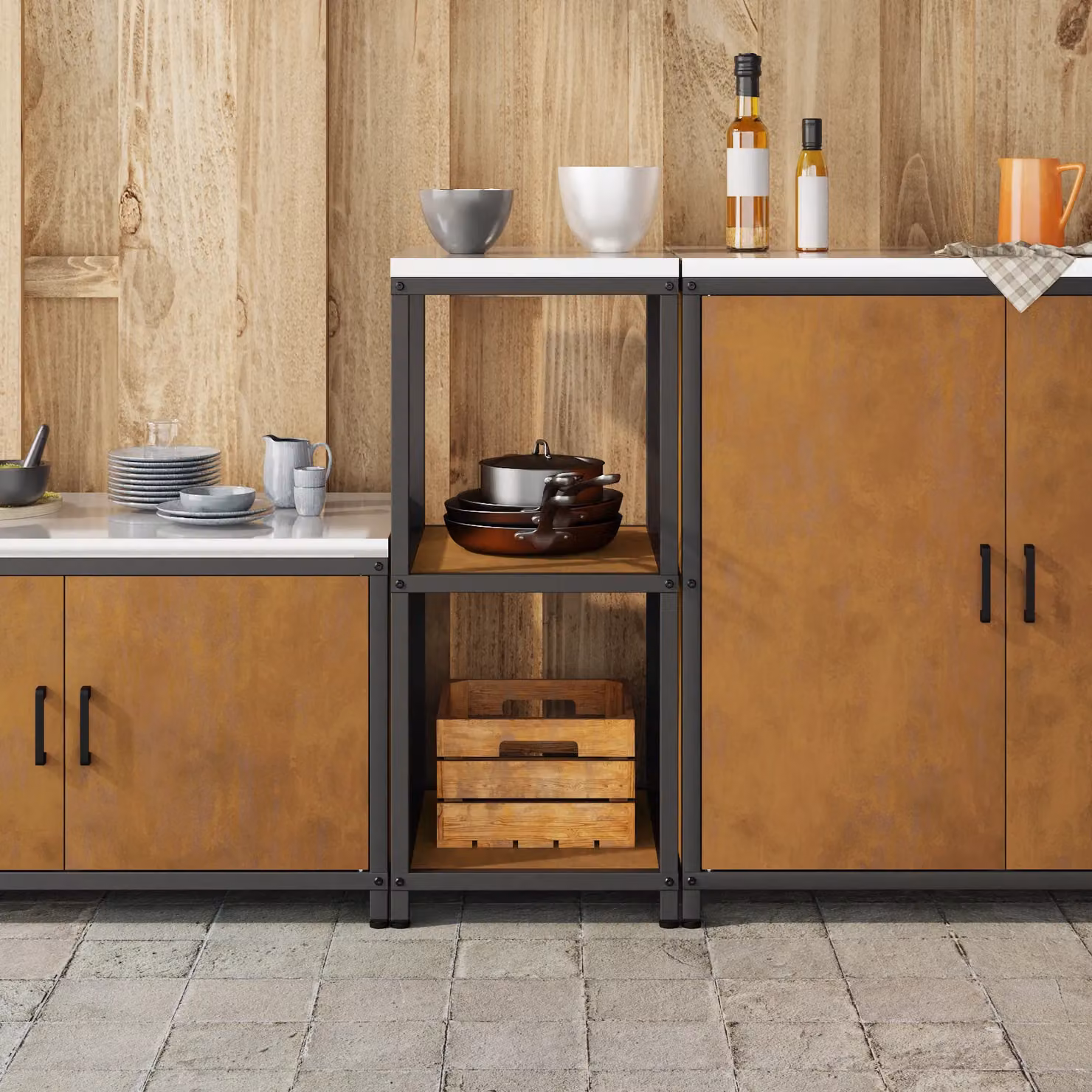 Berkfield Home Kitchen Storage Shelf in Brown Rusty Weathering Steel – 2