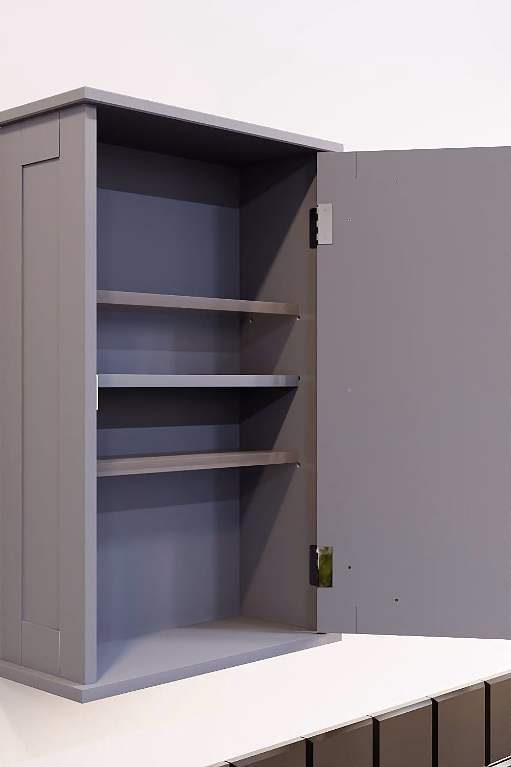 HD Designs Priano Modern Wall Mounted 1 Door Bathroom Cabinet with Internal Shelves in Matt Grey – 6